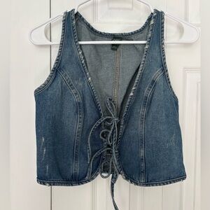 Wild Fable Denim Lace-Up Crop Top Vest